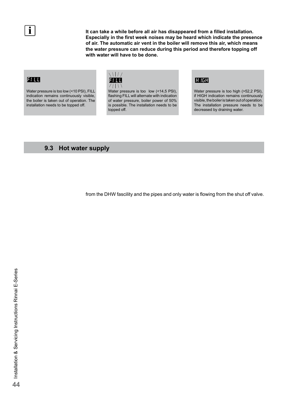 3 hot water supply | Rinnai E75CN User Manual | Page 44 / 108