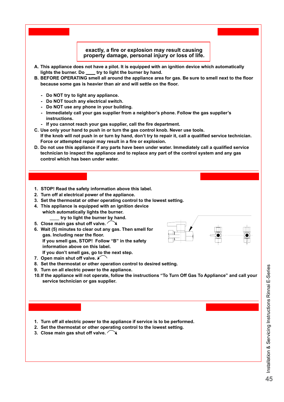 For your safety read before operating, Operating instructions | Rinnai E75CN User Manual | Page 45 / 108