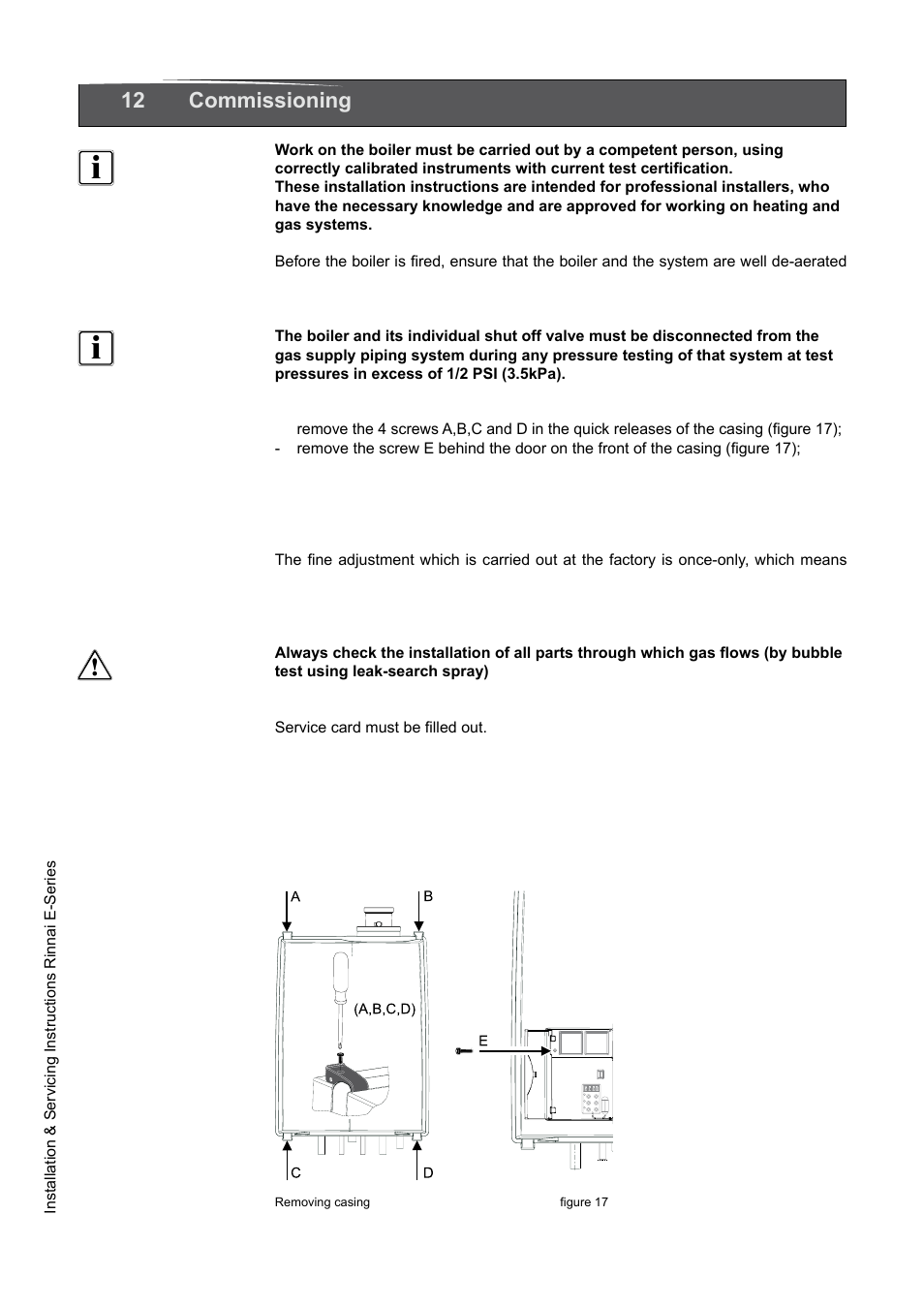 50 12 commissioning | Rinnai E75CN User Manual | Page 50 / 108