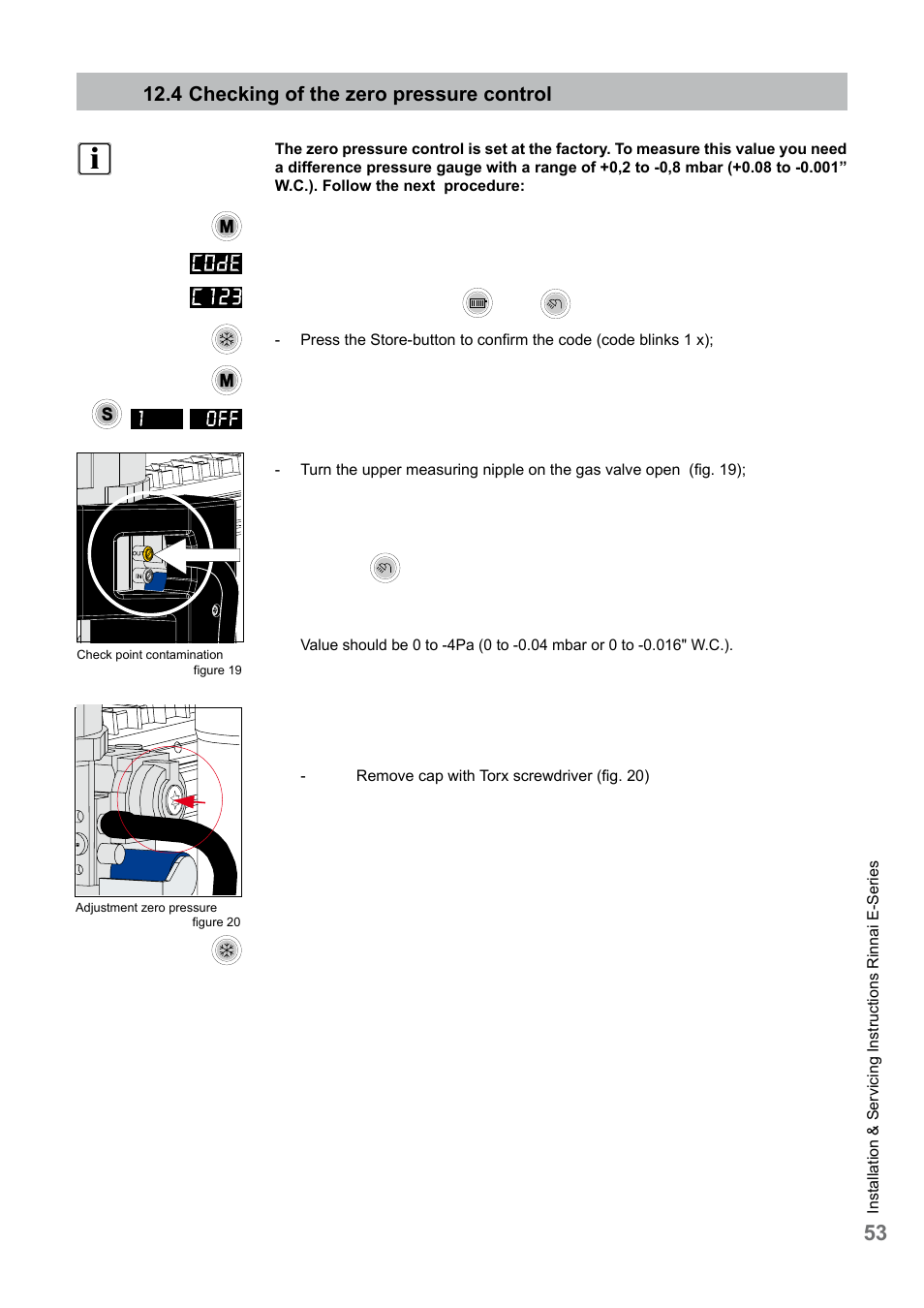 4 checking of the zero pressure control | Rinnai E75CN User Manual | Page 53 / 108