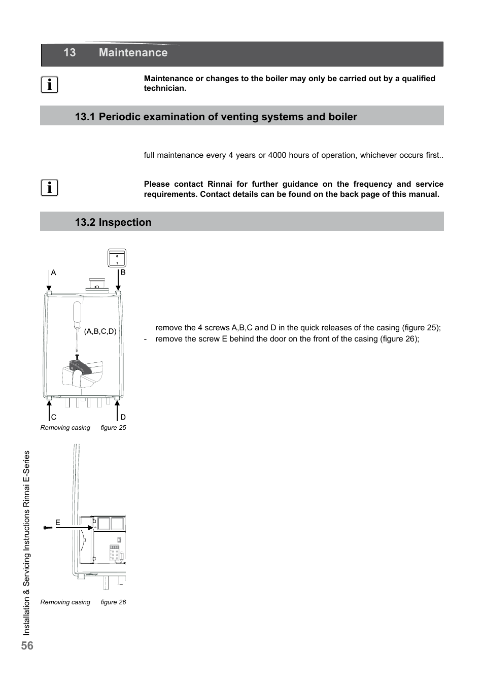 56 13 maintenance | Rinnai E75CN User Manual | Page 56 / 108