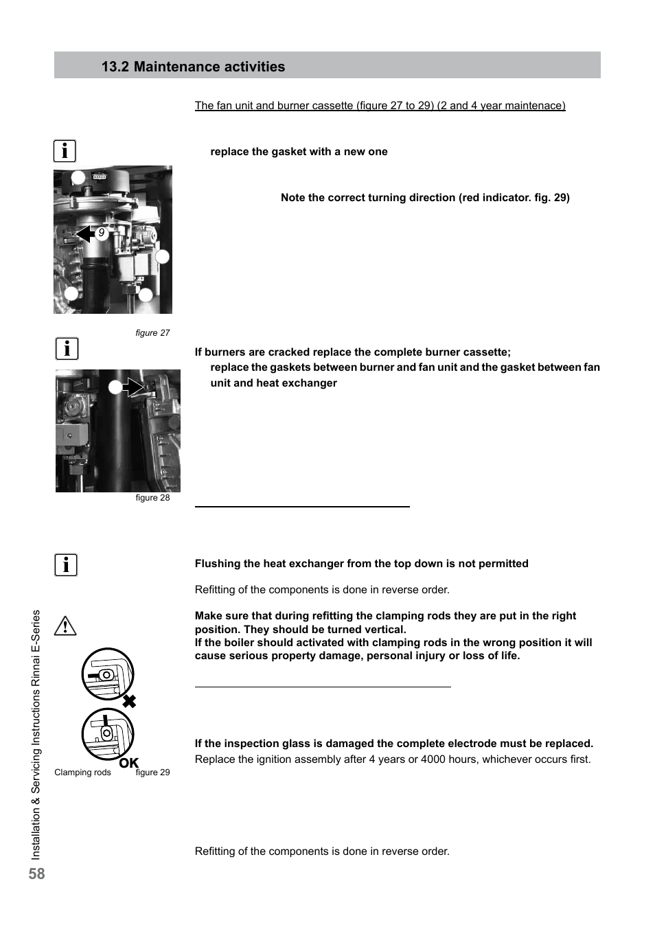 2 maintenance activities | Rinnai E75CN User Manual | Page 58 / 108