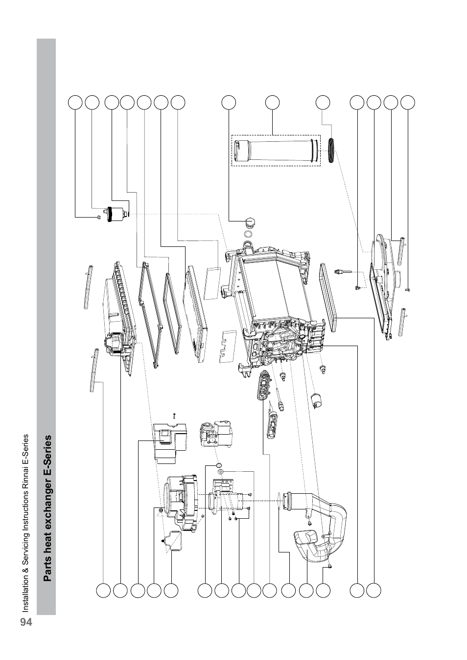 Parts heat exchanger e-series | Rinnai E75CN User Manual | Page 94 / 108