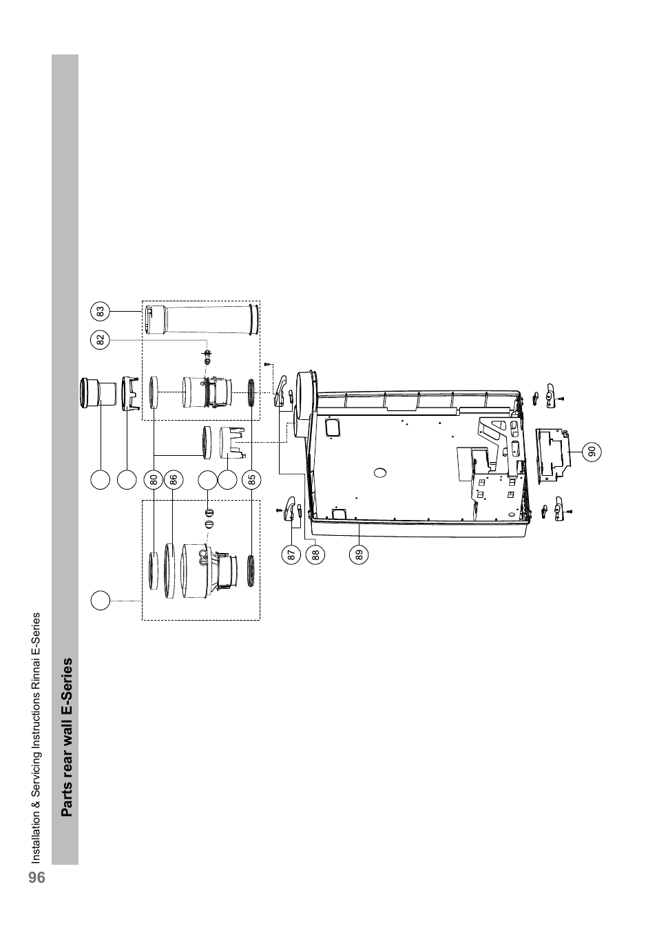 Parts rear wall e-series | Rinnai E75CN User Manual | Page 96 / 108