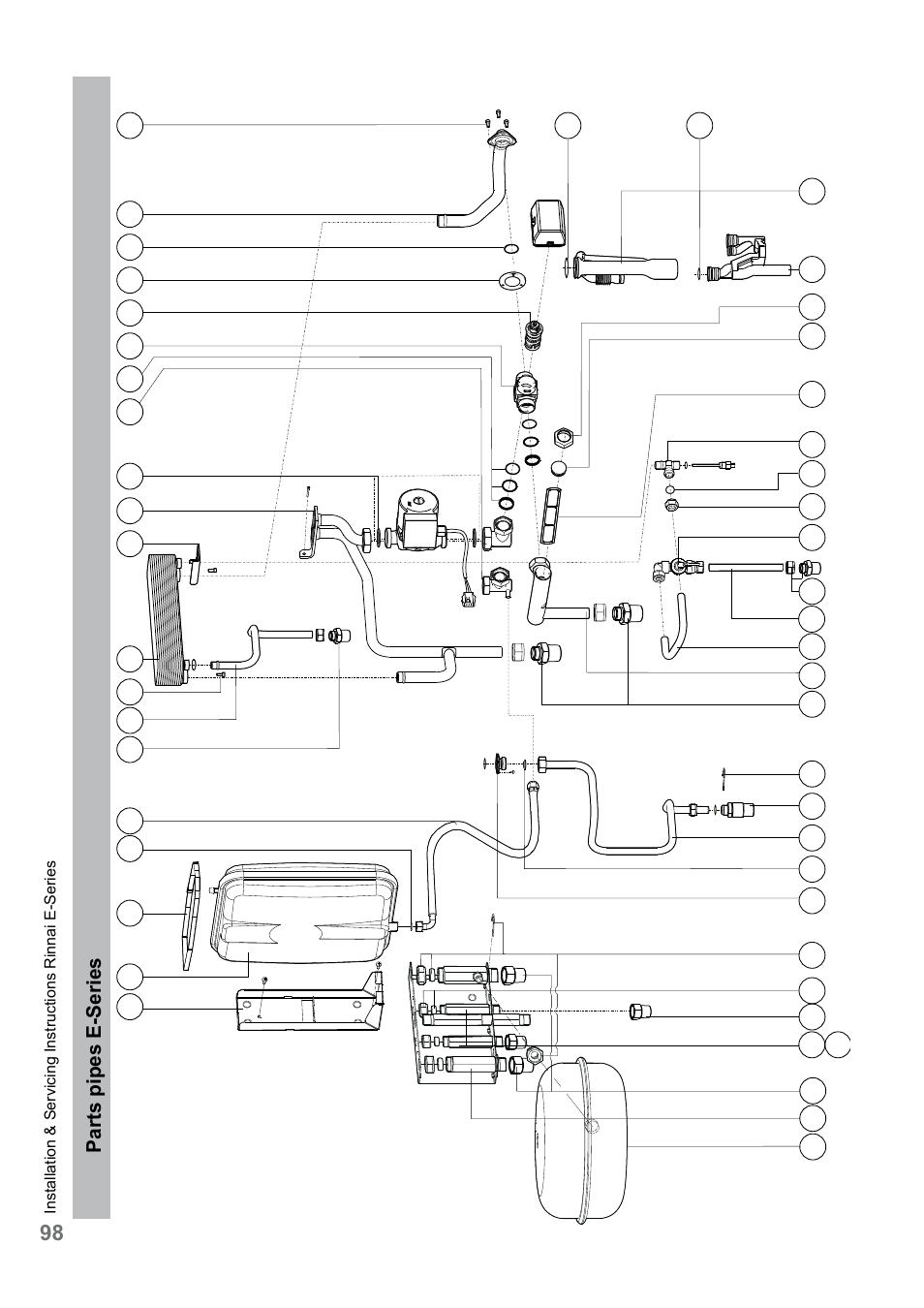 Parts pipes e-series | Rinnai E75CN User Manual | Page 98 / 108