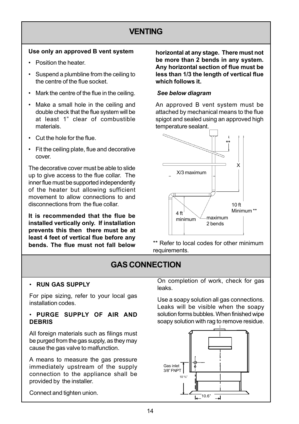 Venting gas connection | Rinnai FS35ETRSN/US User Manual | Page 14 / 28