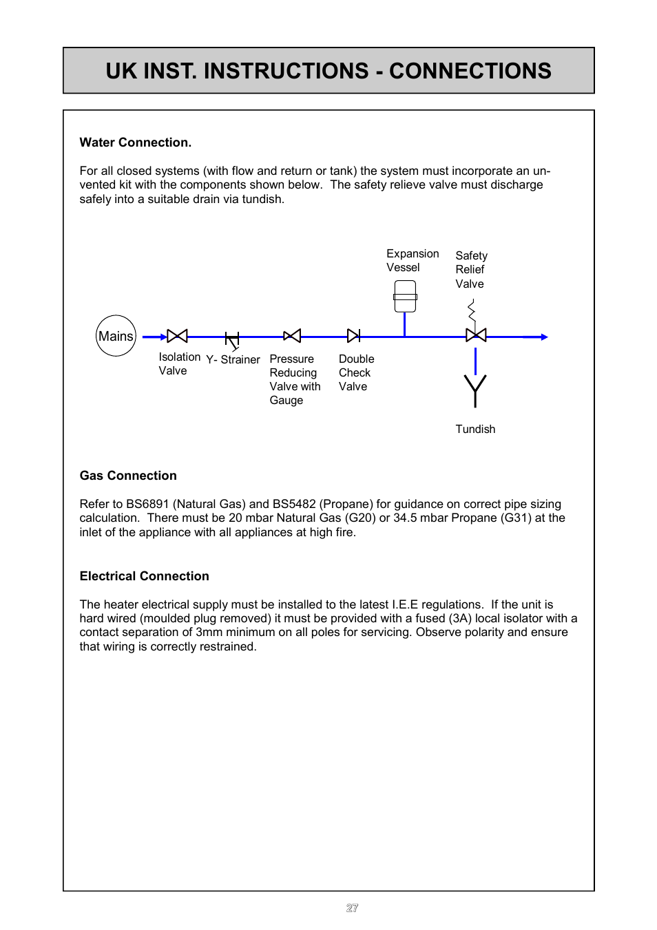 Uk inst. instructions - connections | Rinnai REU - 16 FUA - E User Manual | Page 27 / 51