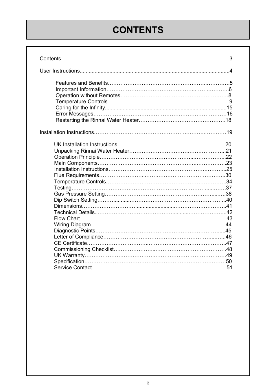 Rinnai REU - 16 FUA - E User Manual | Page 3 / 51