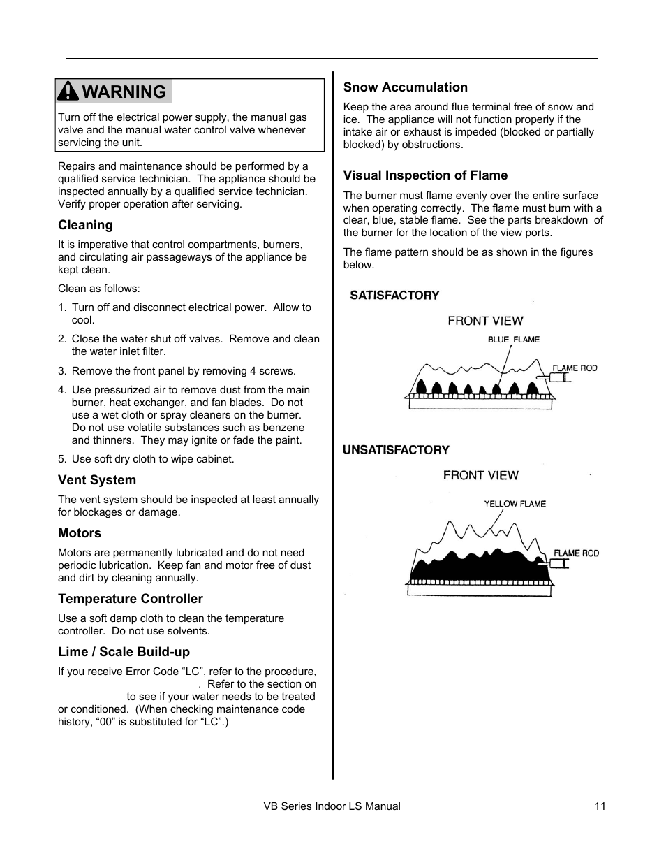 Warning | Rinnai R98LSI User Manual | Page 11 / 72