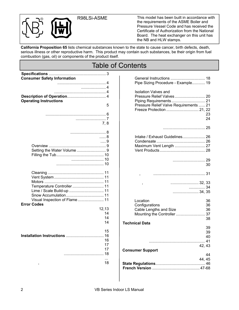 Rinnai R98LSI User Manual | Page 2 / 72