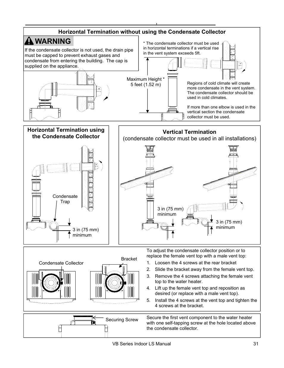 Warning | Rinnai R98LSI User Manual | Page 31 / 72