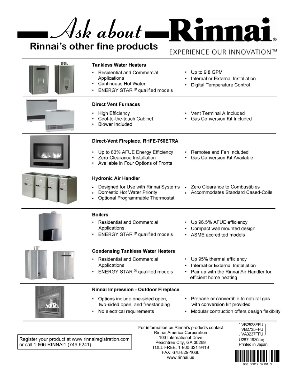 Rinnai R98LSI User Manual | Page 72 / 72
