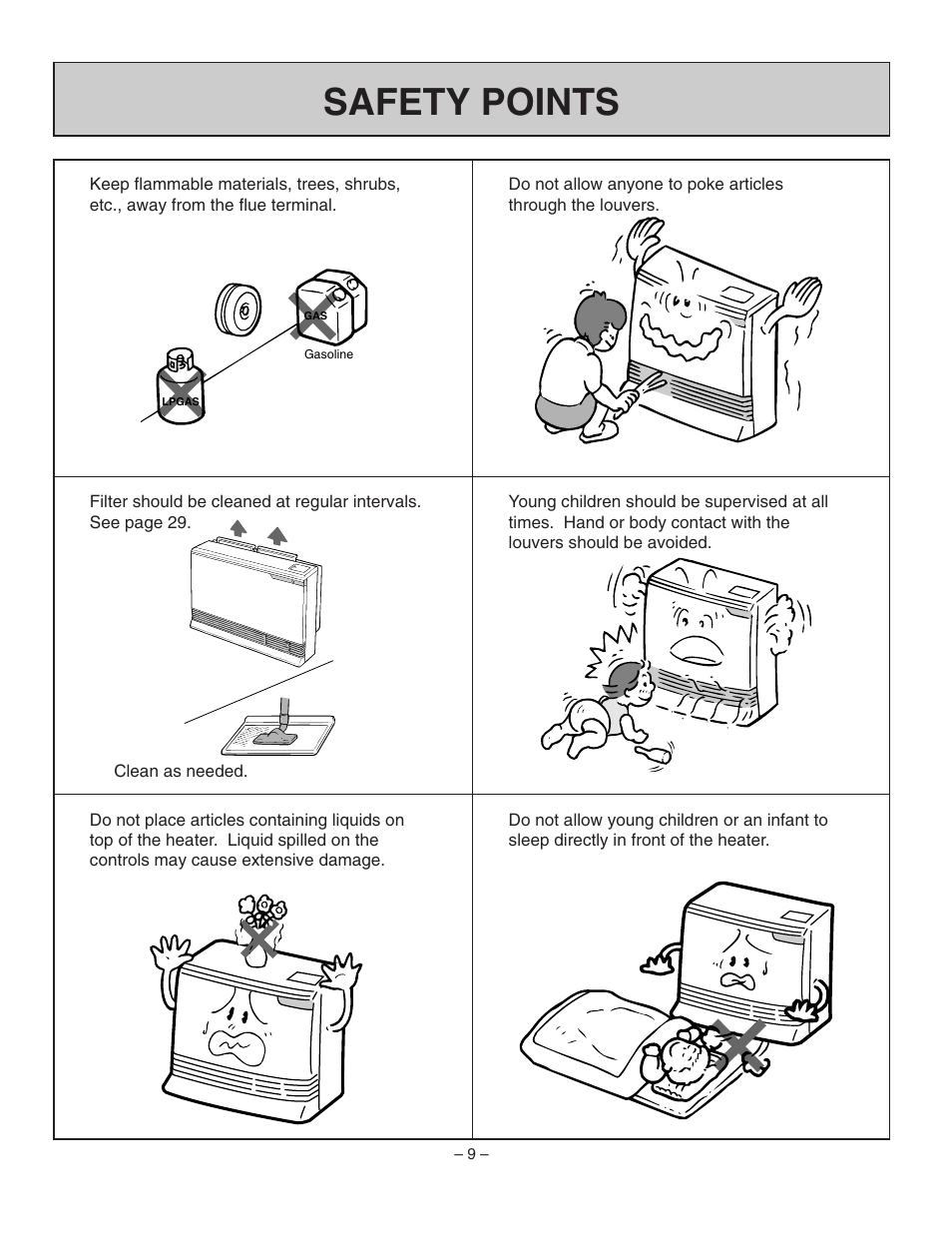 Safety points | Rinnai RHFE-1004FA User Manual | Page 11 / 62