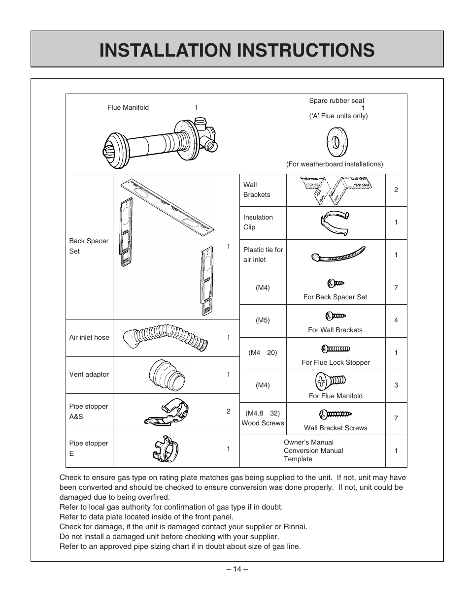 Installation instructions | Rinnai RHFE-1004FA User Manual | Page 16 / 62