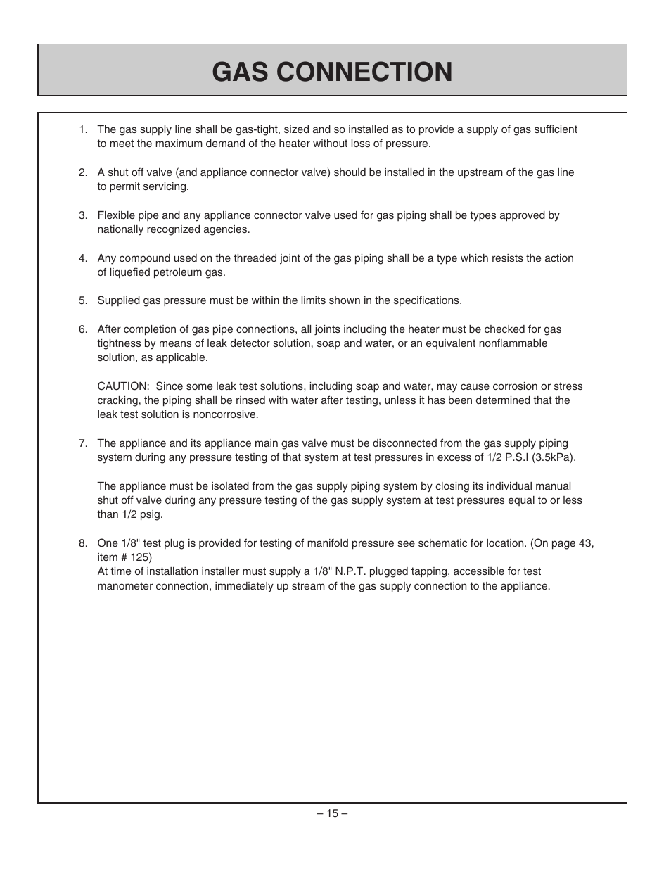 Gas connection | Rinnai RHFE-1004FA User Manual | Page 17 / 62