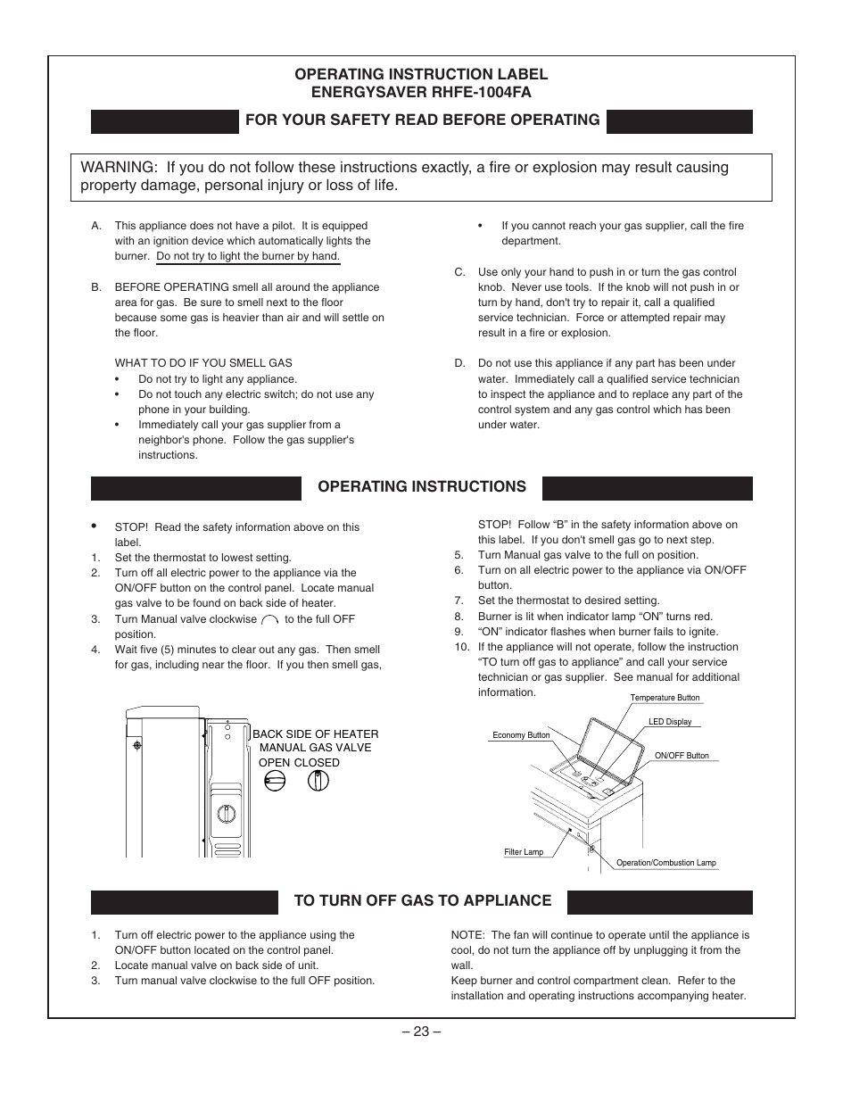 Rinnai RHFE-1004FA User Manual | Page 25 / 62