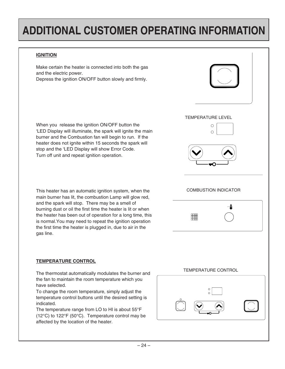 Additional customer operating information | Rinnai RHFE-1004FA User Manual | Page 26 / 62