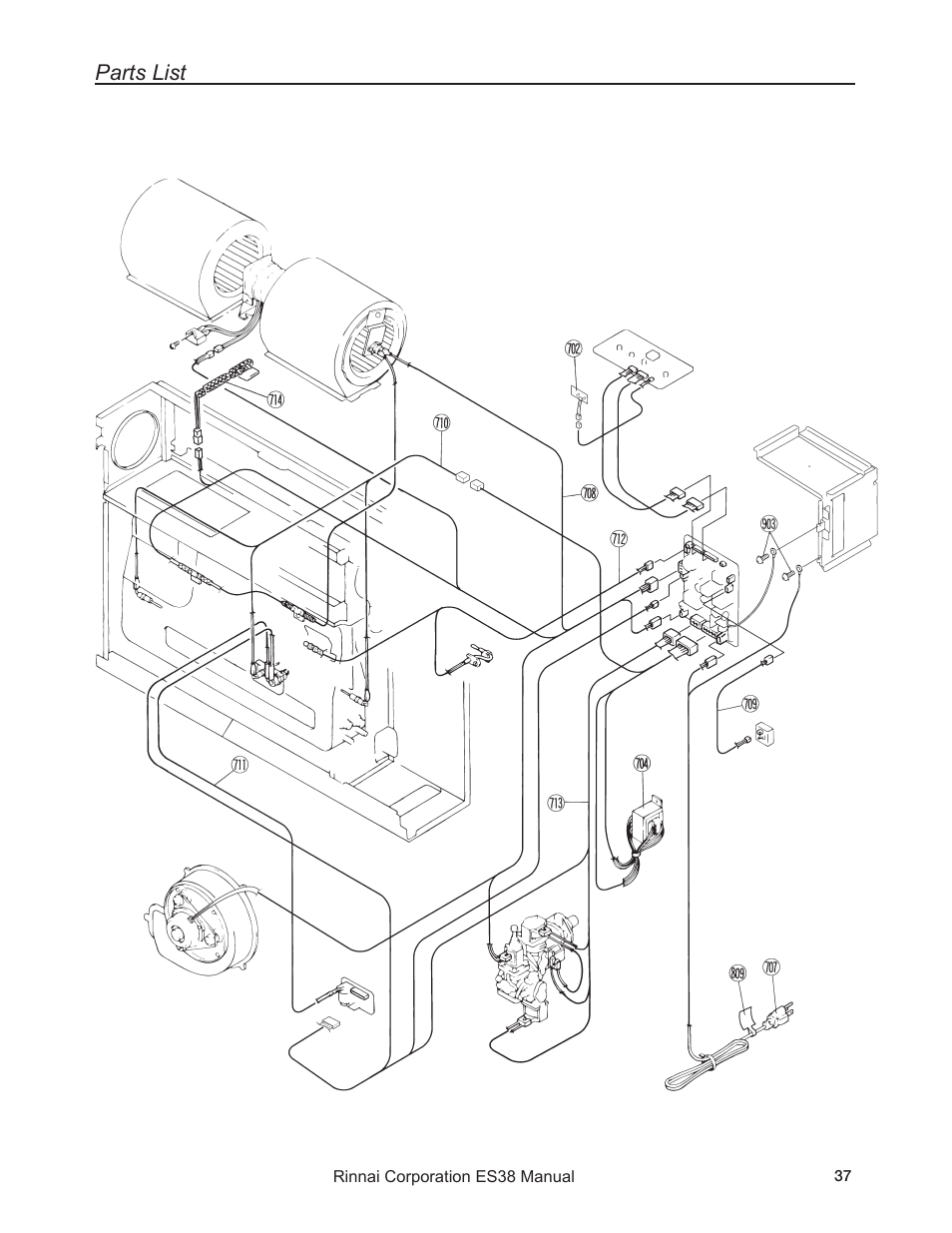 Parts list | Rinnai ENERGYSAVER ES38 User Manual | Page 37 / 44