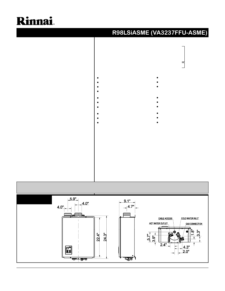 Rinnai R98LSI-ASME User Manual | Page 2 / 2