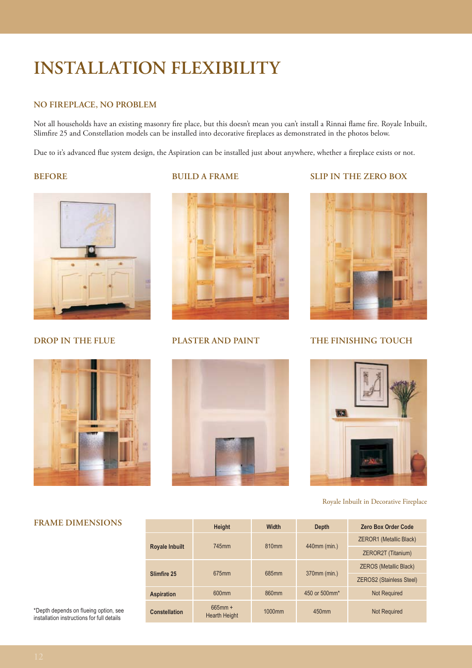 Installation flexibility | Rinnai FLAME FIRES User Manual | Page 12 / 16