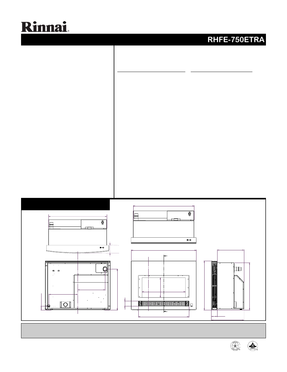 Rinnai RHFE-750ETRA User Manual | 3 pages