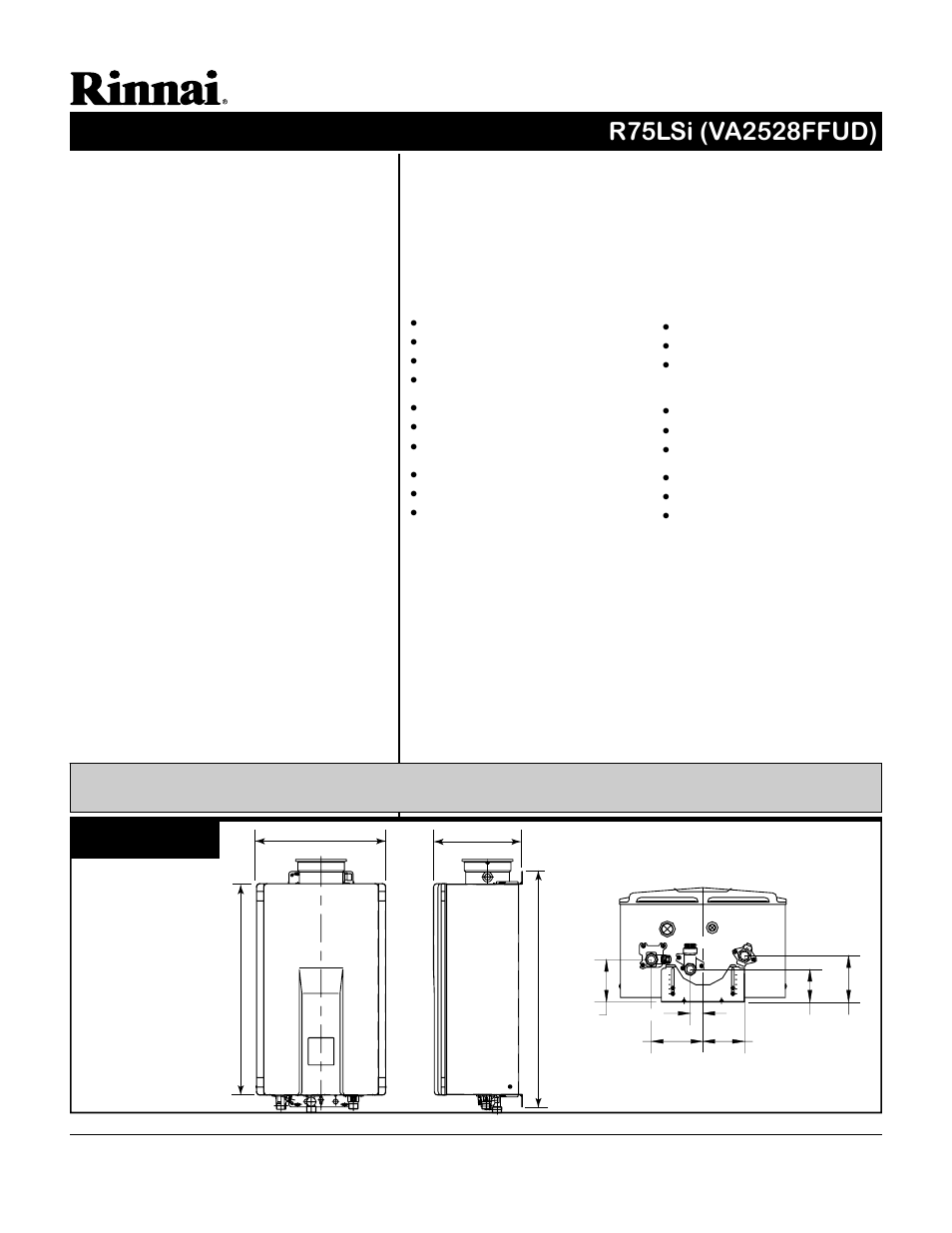 Rinnai R75LSI (VA2528FFUD) User Manual | Page 2 / 2