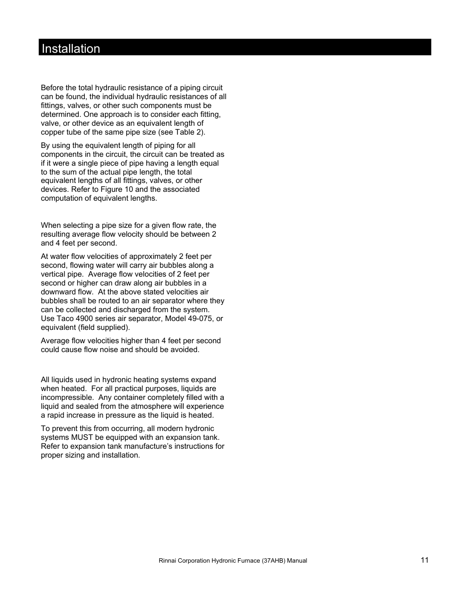 Installation | Rinnai 37AHB SERIES User Manual | Page 11 / 68