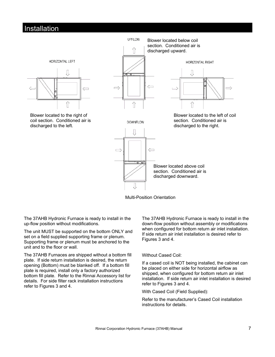 Installation | Rinnai 37AHB SERIES User Manual | Page 7 / 68