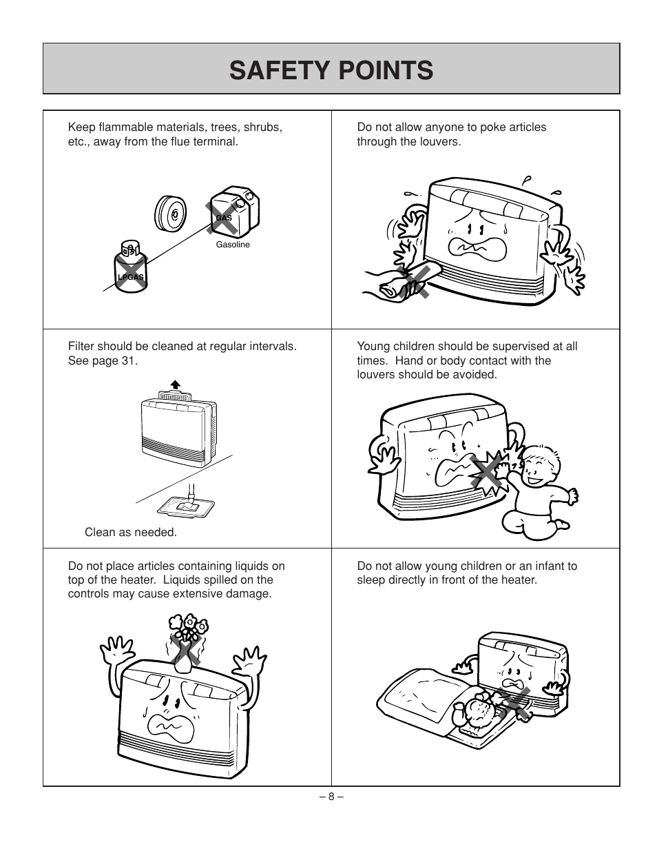 Safety points | Rinnai RHFE-431WTA User Manual | Page 10 / 64