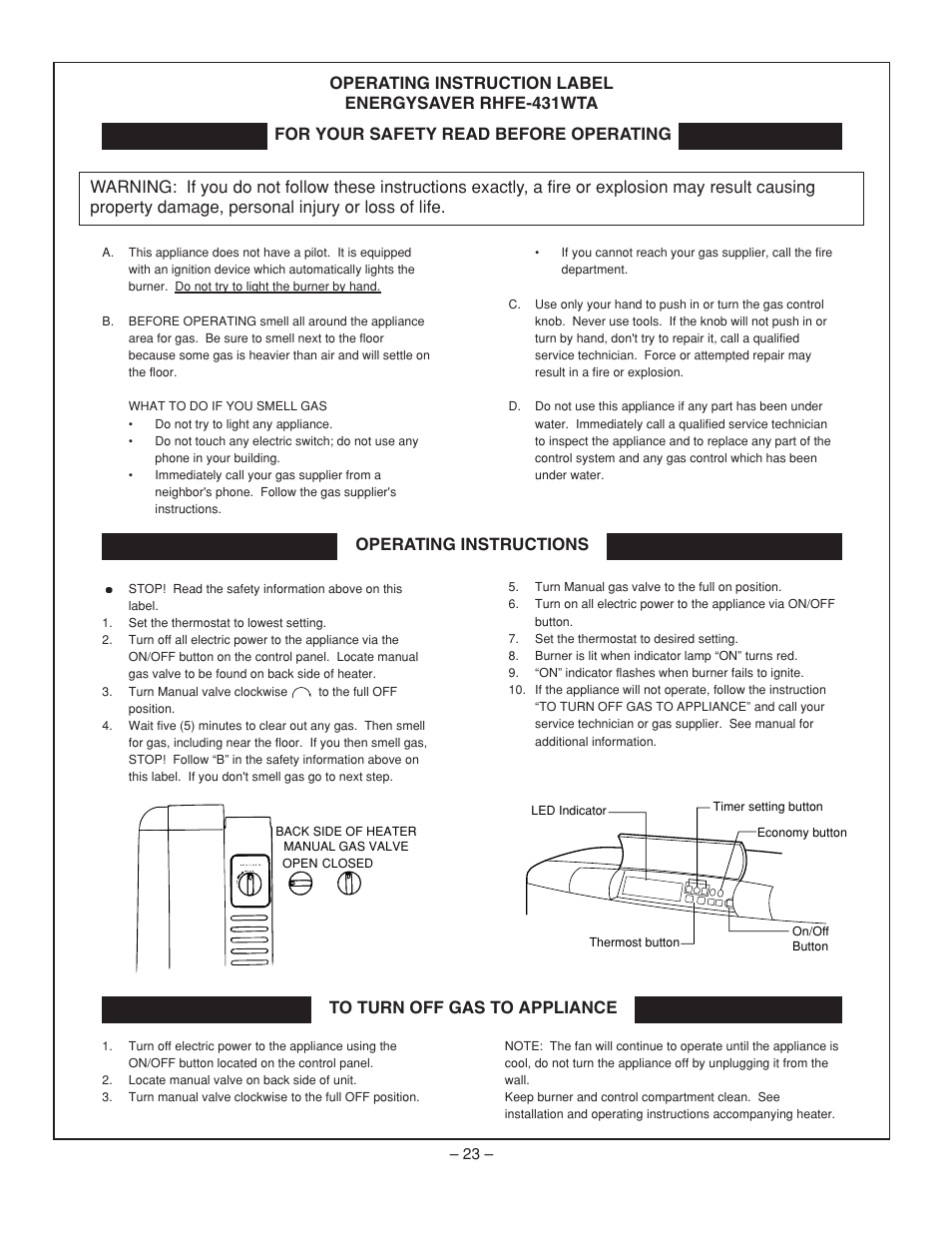 Rinnai RHFE-431WTA User Manual | Page 25 / 64