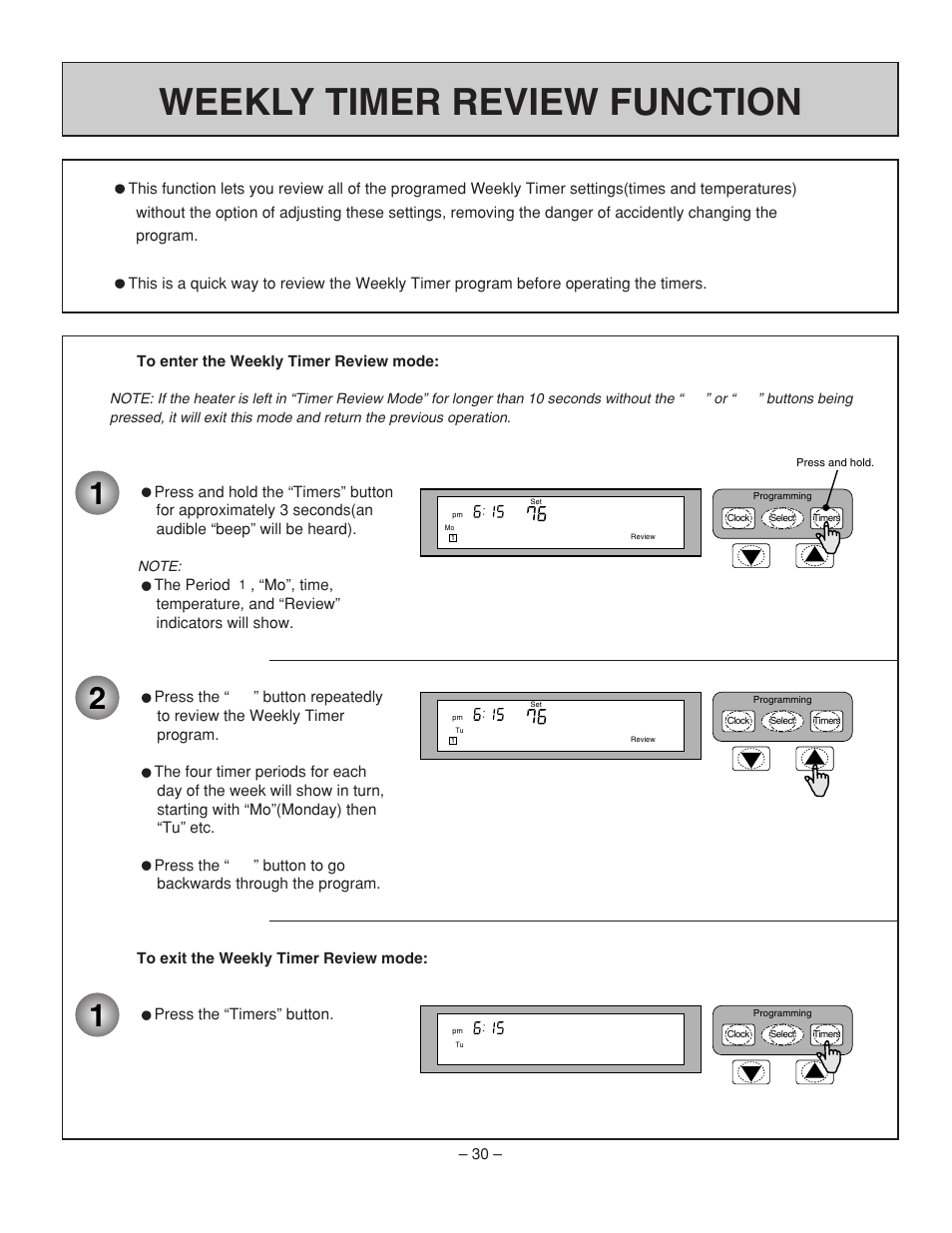 Weekly timer review function | Rinnai RHFE-431WTA User Manual | Page 32 / 64