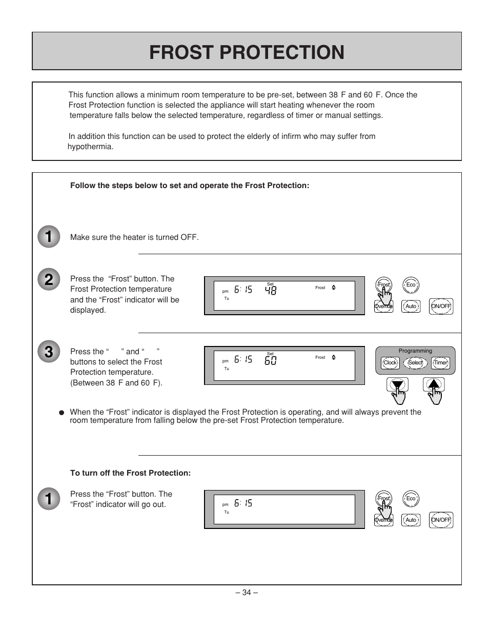 Frost protection | Rinnai RHFE-431WTA User Manual | Page 36 / 64