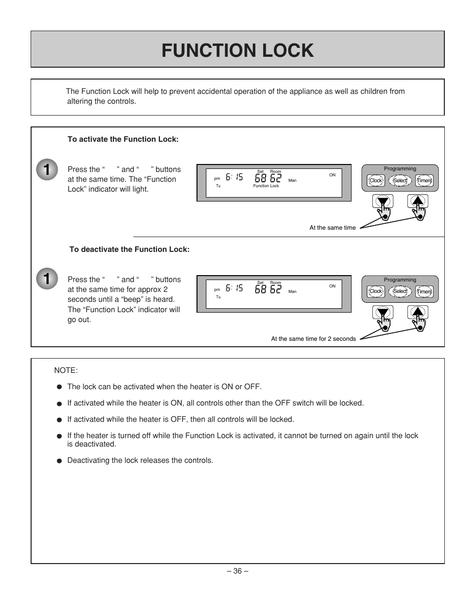 Function lock | Rinnai RHFE-431WTA User Manual | Page 38 / 64