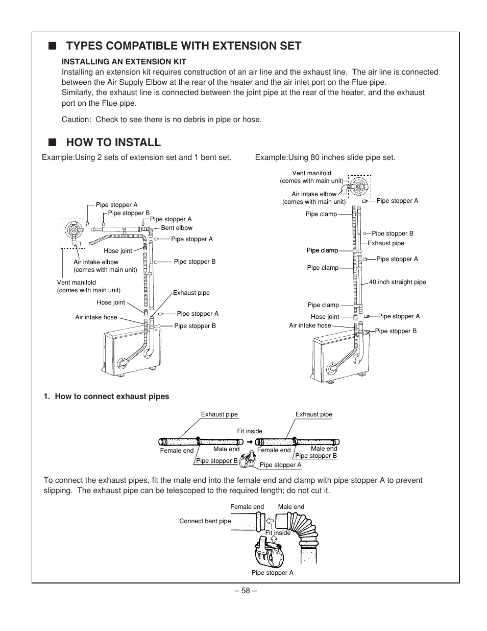Types compatible with extension set, How to install | Rinnai RHFE-431WTA User Manual | Page 60 / 64