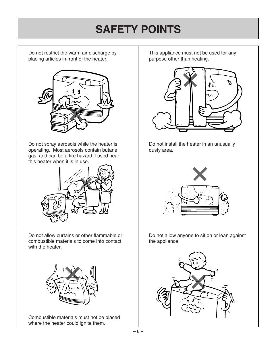 Safety points | Rinnai RHFE-431FA User Manual | Page 10 / 60