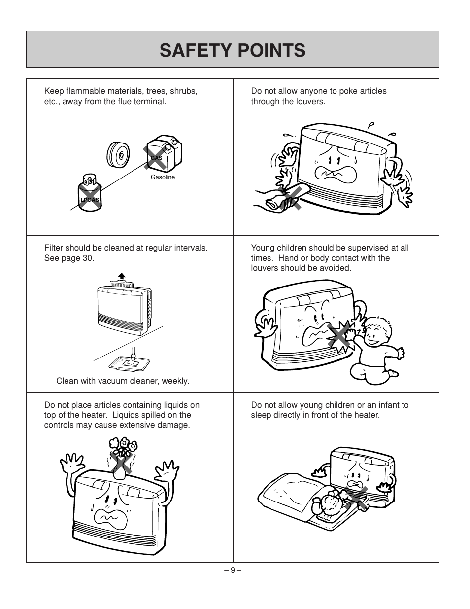 Safety points | Rinnai RHFE-431FA User Manual | Page 11 / 60