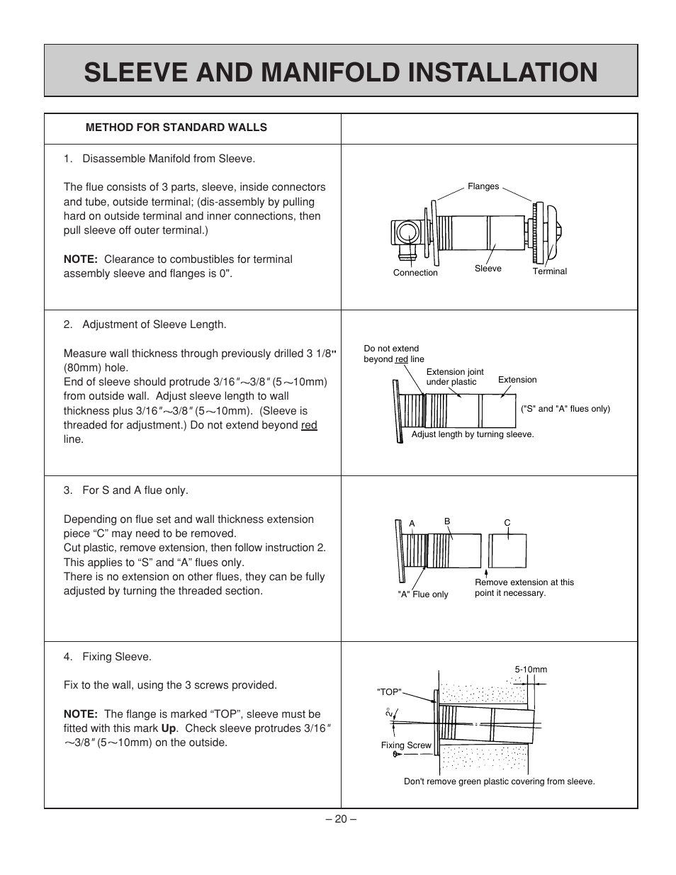 Sleeve and manifold installation | Rinnai RHFE-431FA User Manual | Page 22 / 60