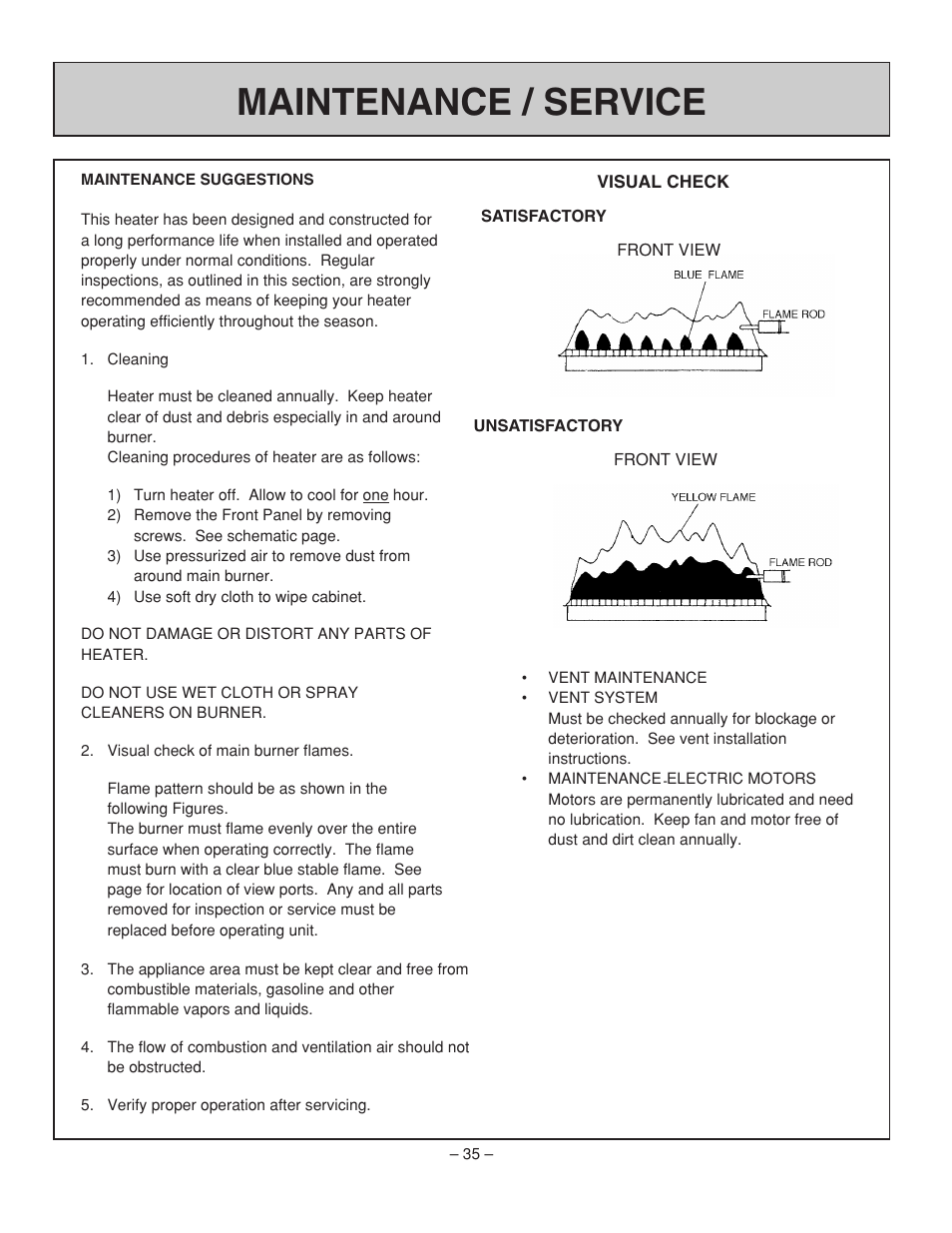 Maintenance / service | Rinnai RHFE-431FA User Manual | Page 37 / 60