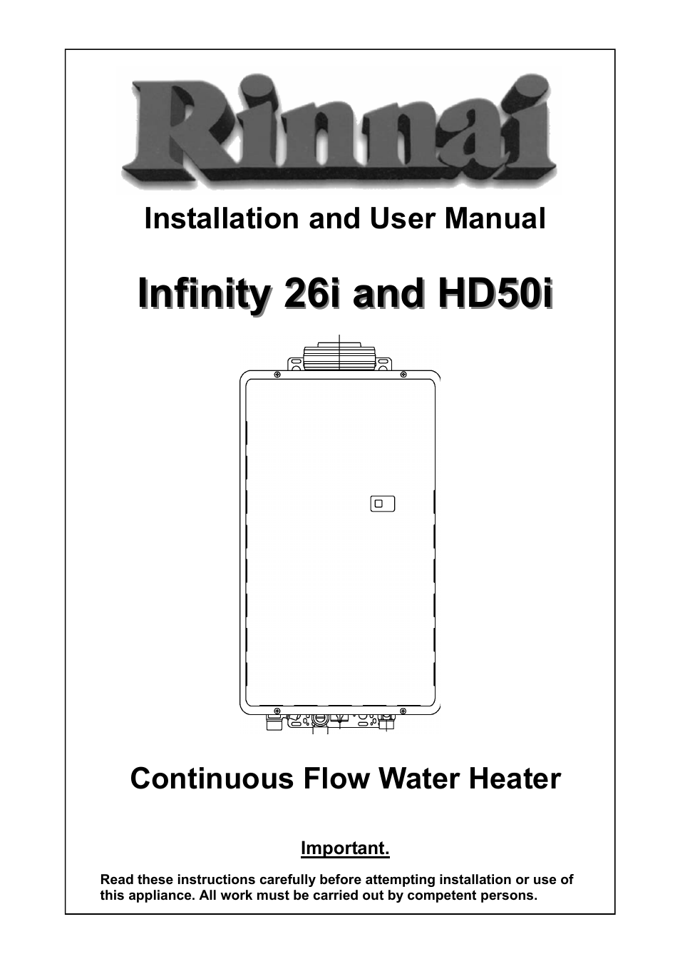 Rinnai 26i User Manual | 40 pages