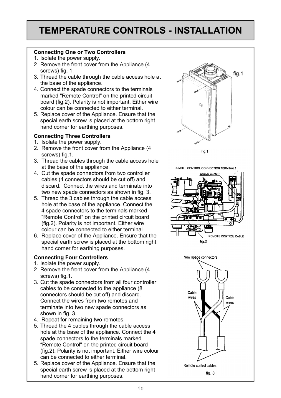 Temperature controls - installation | Rinnai 26i User Manual | Page 19 / 40