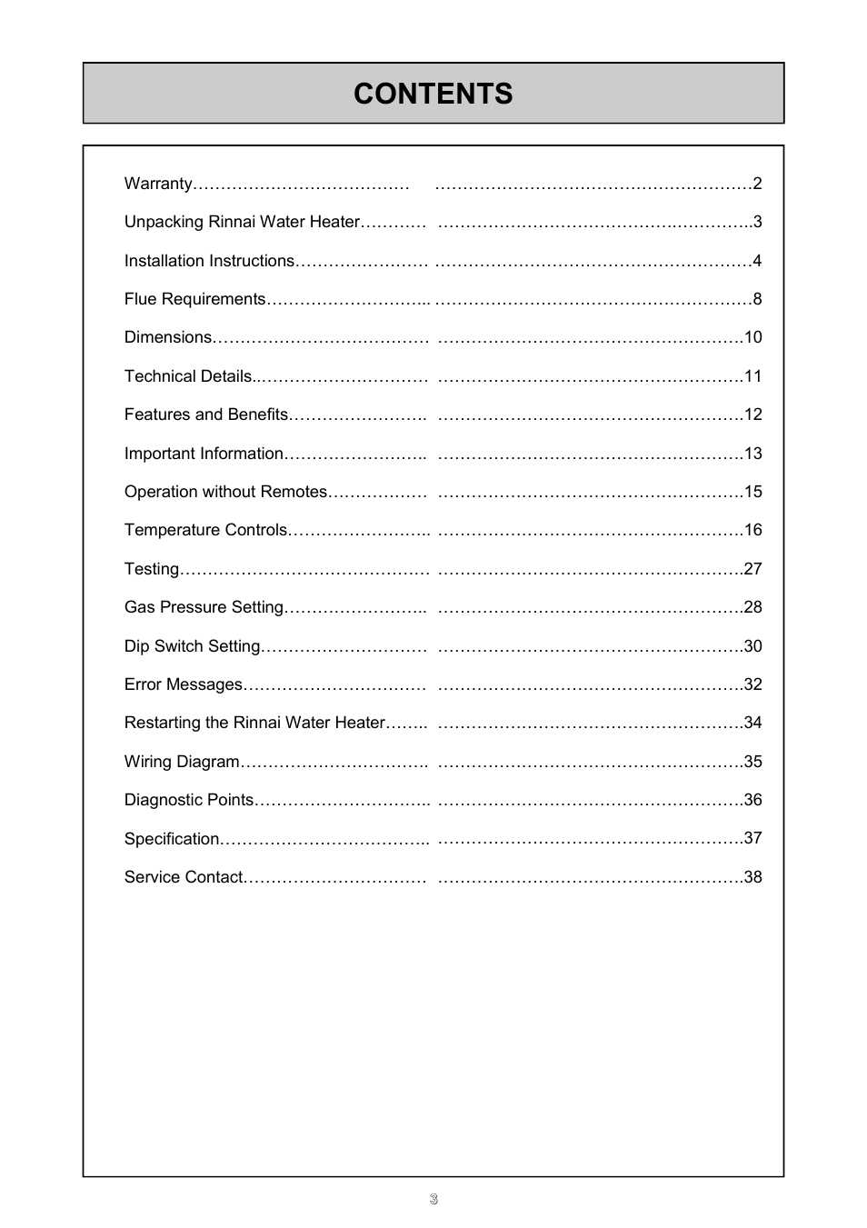 Rinnai 26i User Manual | Page 3 / 40