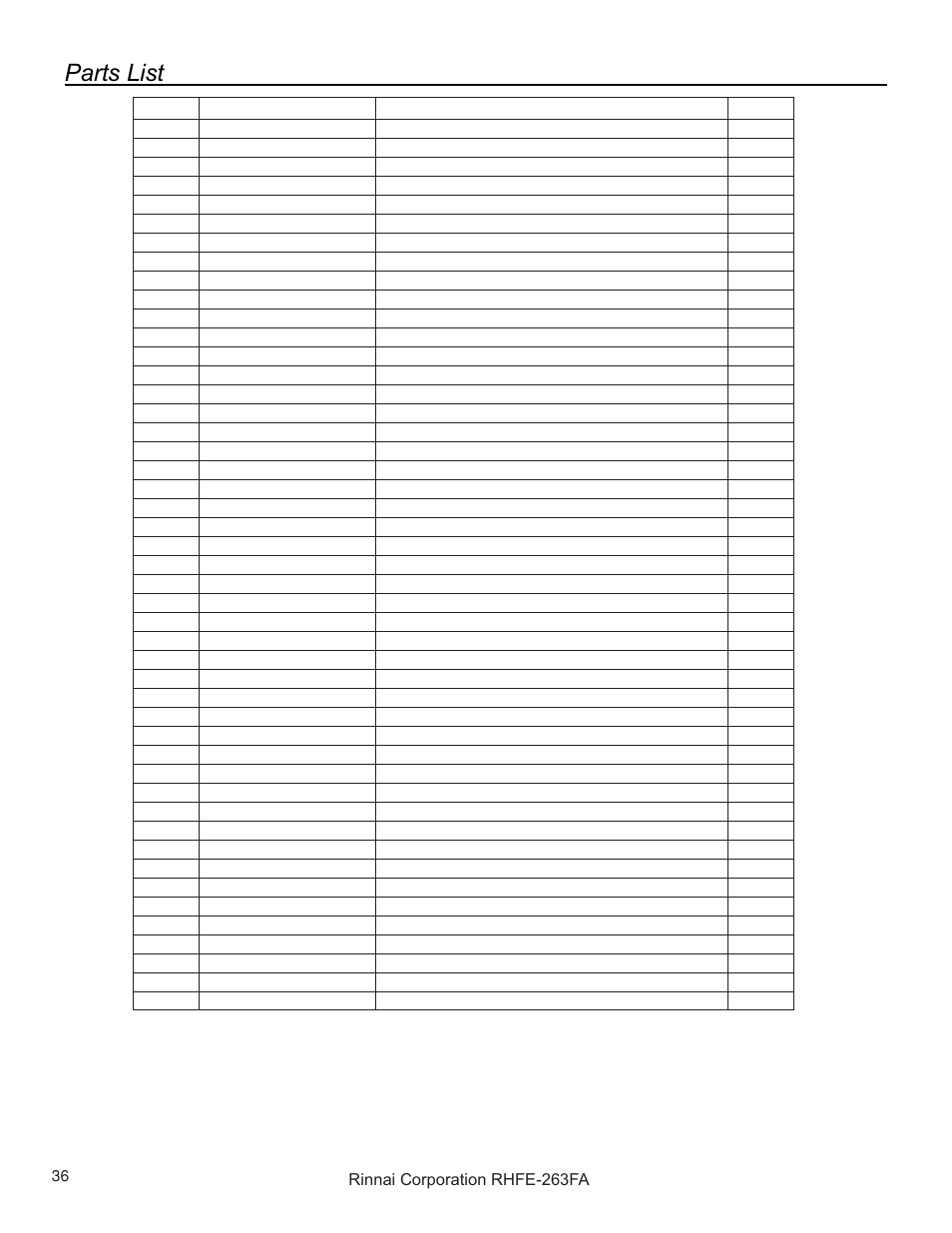 Rinnai RHFE-263FAII User Manual | Page 36 / 44