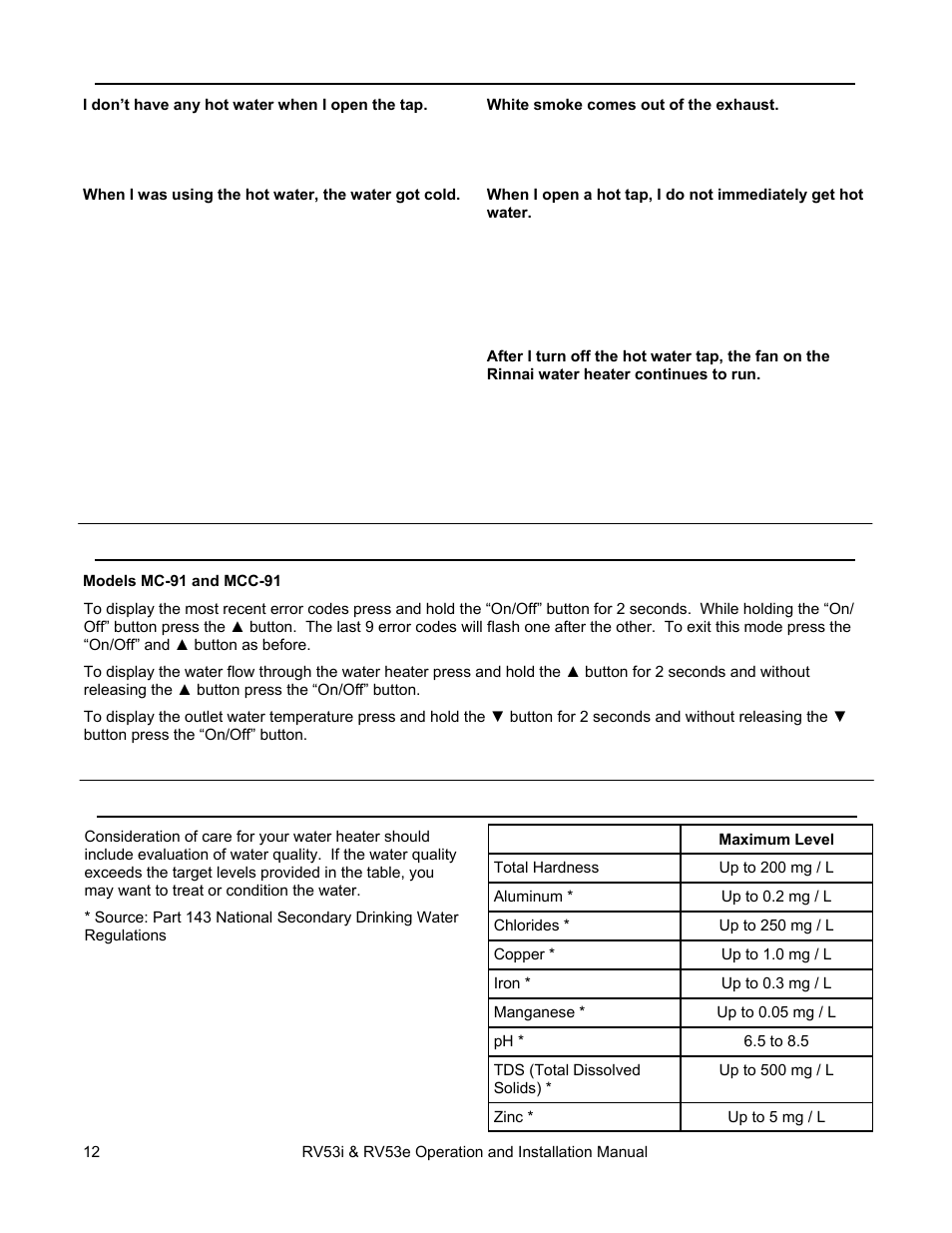 Rinnai RV53I User Manual | Page 12 / 60