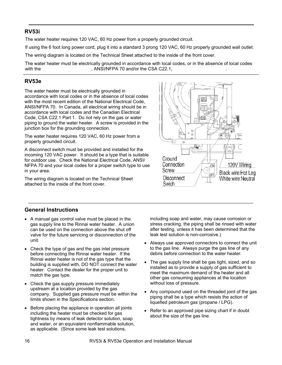 Rinnai RV53I User Manual | Page 16 / 60