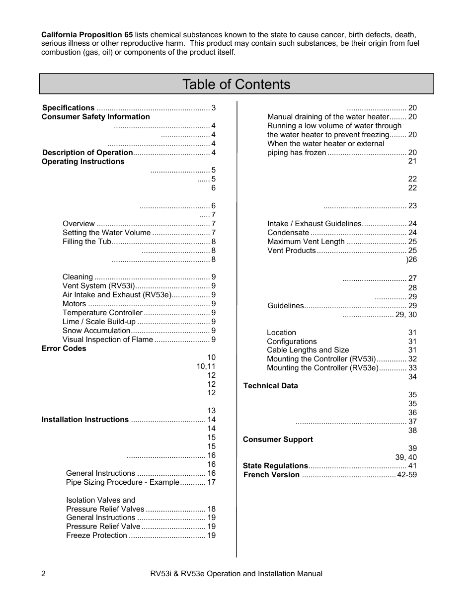 Rinnai RV53I User Manual | Page 2 / 60