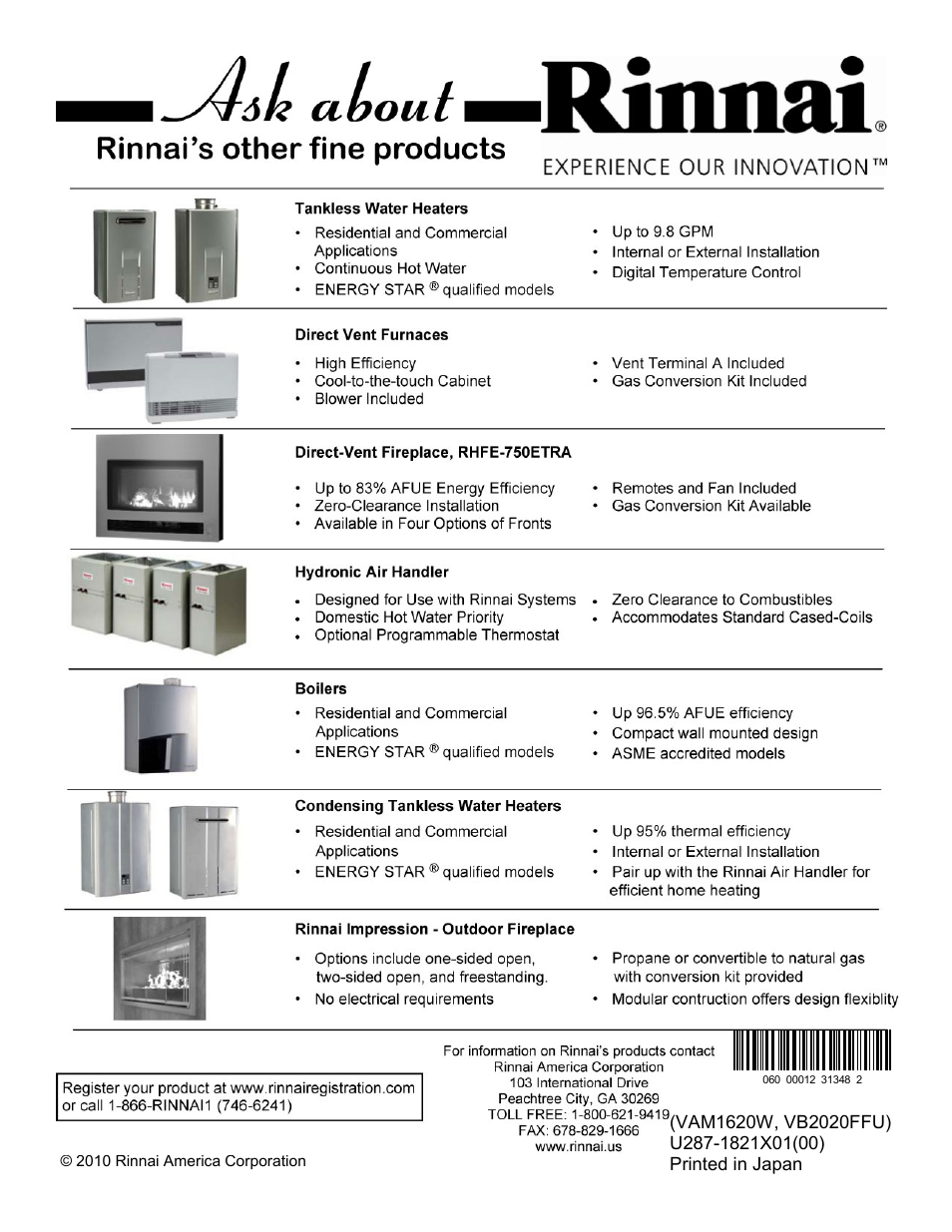 Rinnai RV53I User Manual | Page 60 / 60