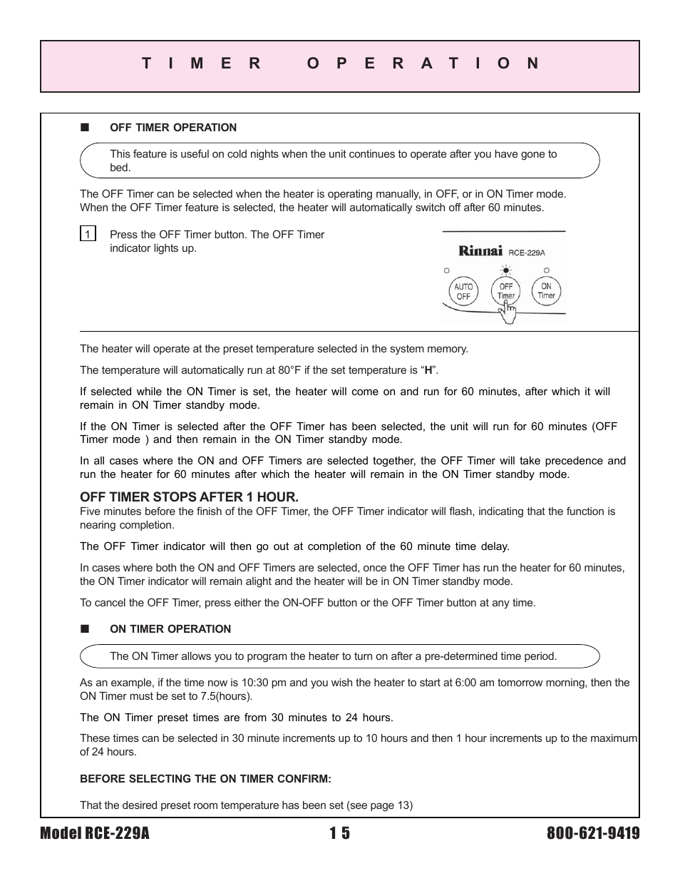 Rinnai RCE-229A User Manual | Page 15 / 28