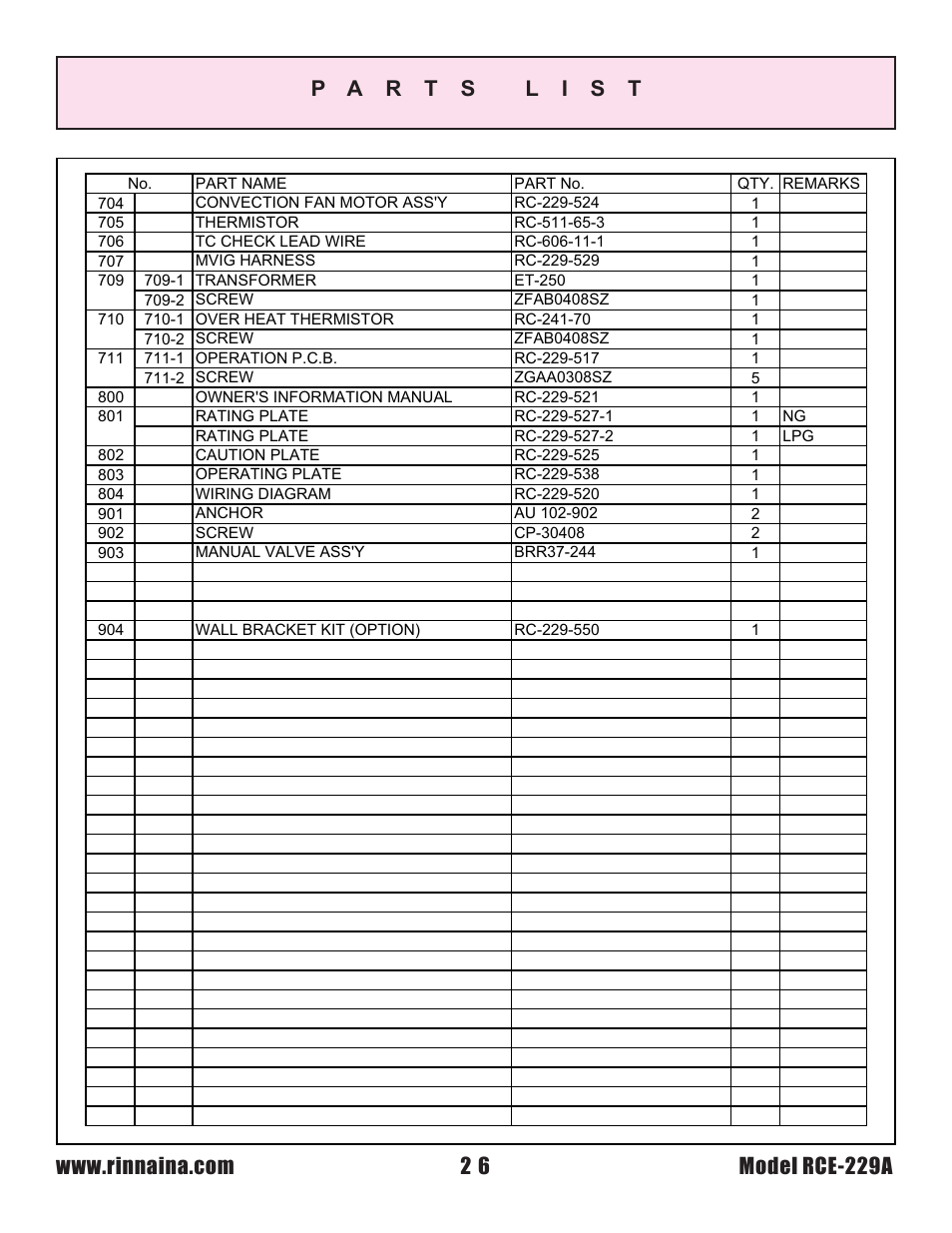 Rinnai RCE-229A User Manual | Page 26 / 28