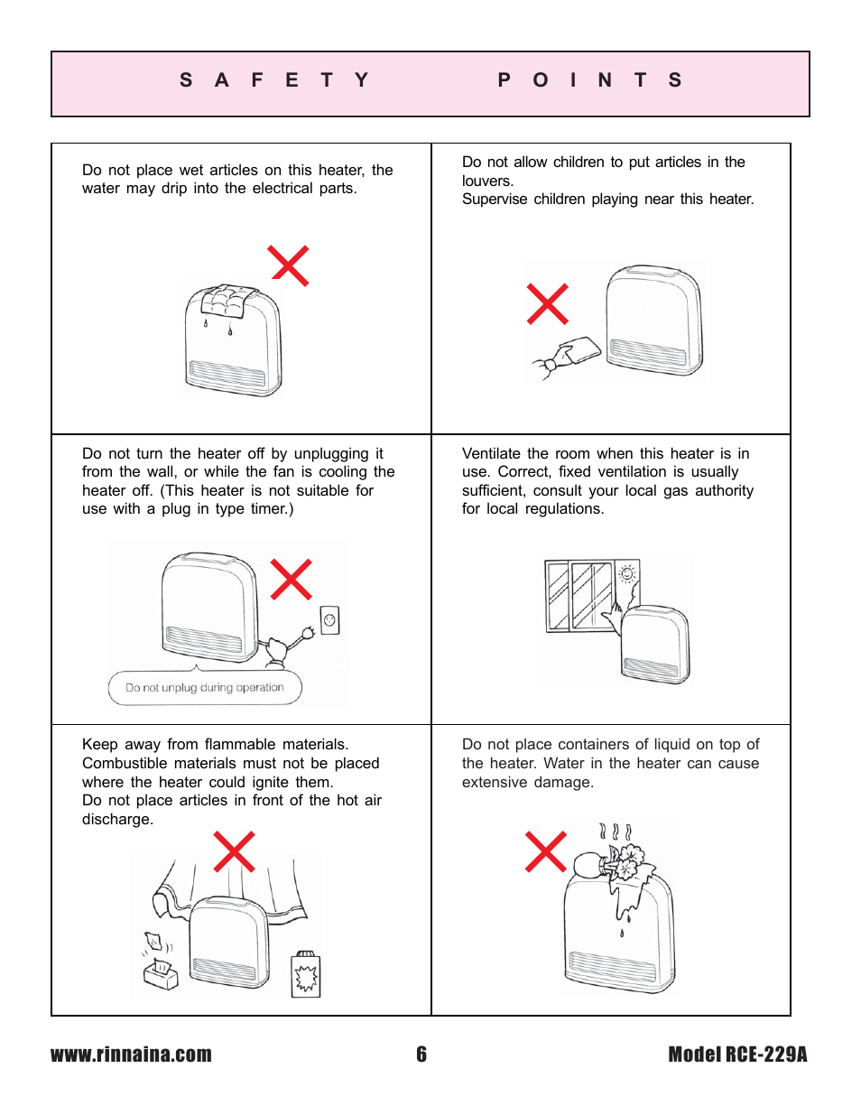 Rinnai RCE-229A User Manual | Page 6 / 28