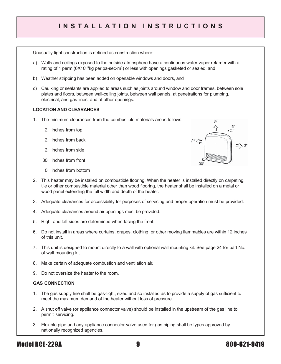 Rinnai RCE-229A User Manual | Page 9 / 28